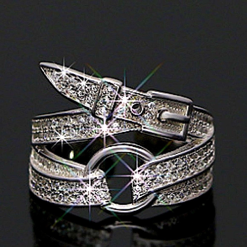 STERLING SILVER BUCKLE ZIRCON RING - Picture 3 of 14